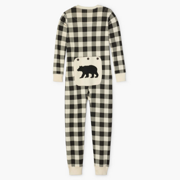 Cream Plaid Kids Union Suit